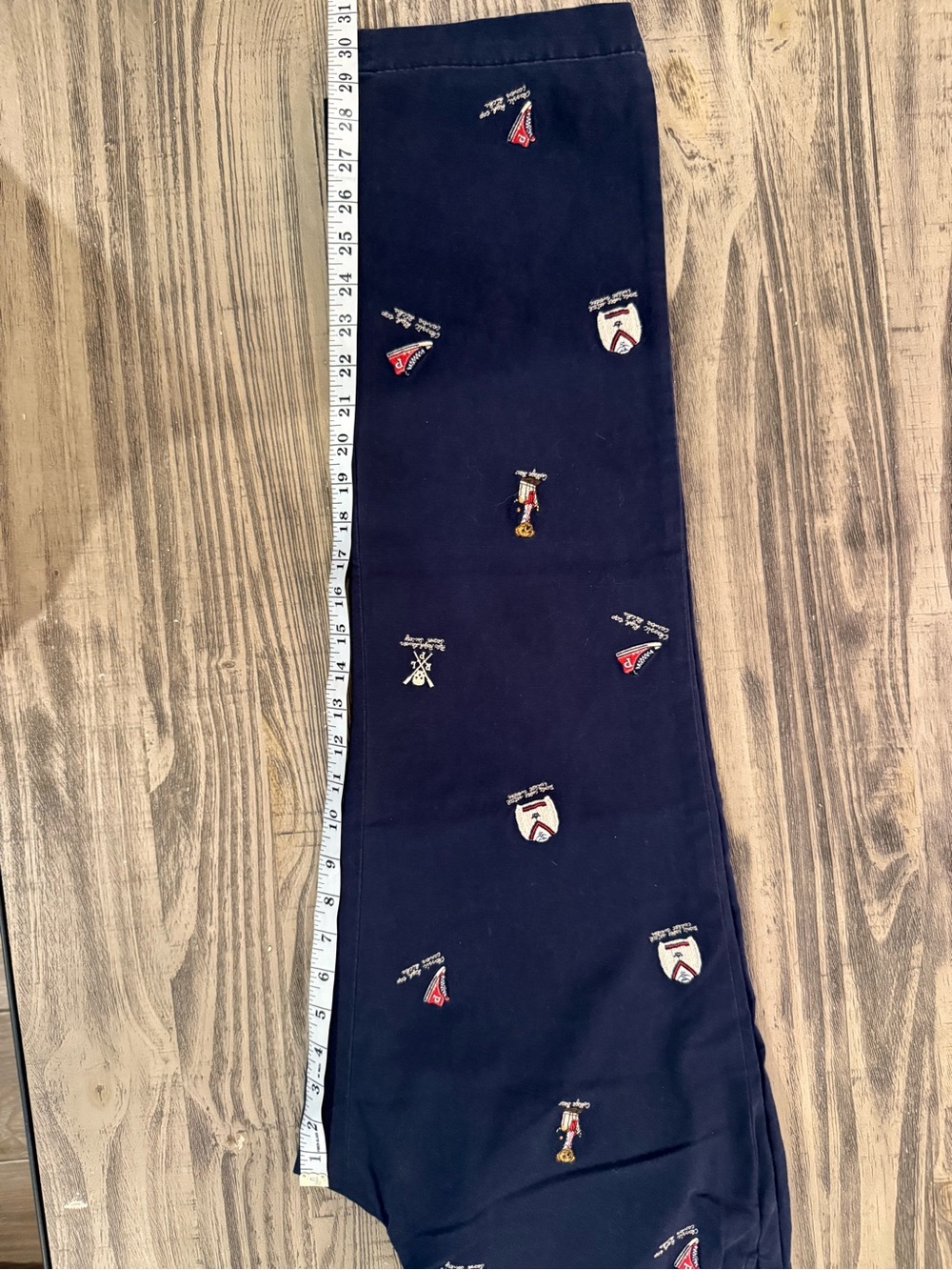 Polo Ralph Lauren 36x32 Navy all over print Embroidered Polo Chino pants - Picture 5 of 7
